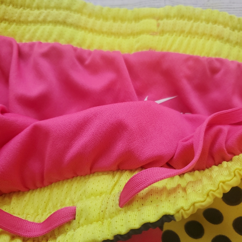 Nike dri-fit pink and yellow cute running shorts.  Size small - Picture 4 of 13